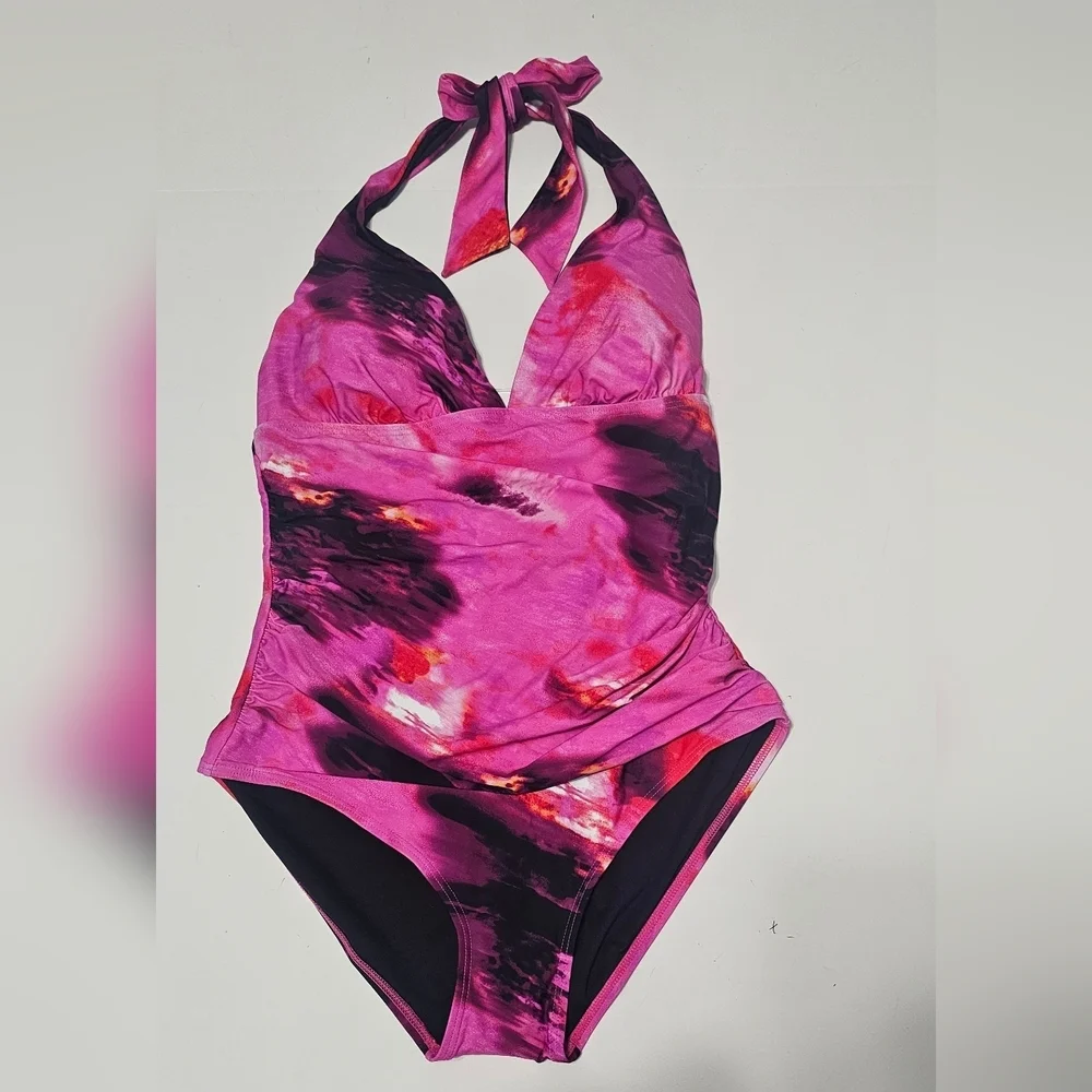 NWOT DKNY Women's Tie Back Halter One Piece Swimsuit XL - Picture 6 of 6